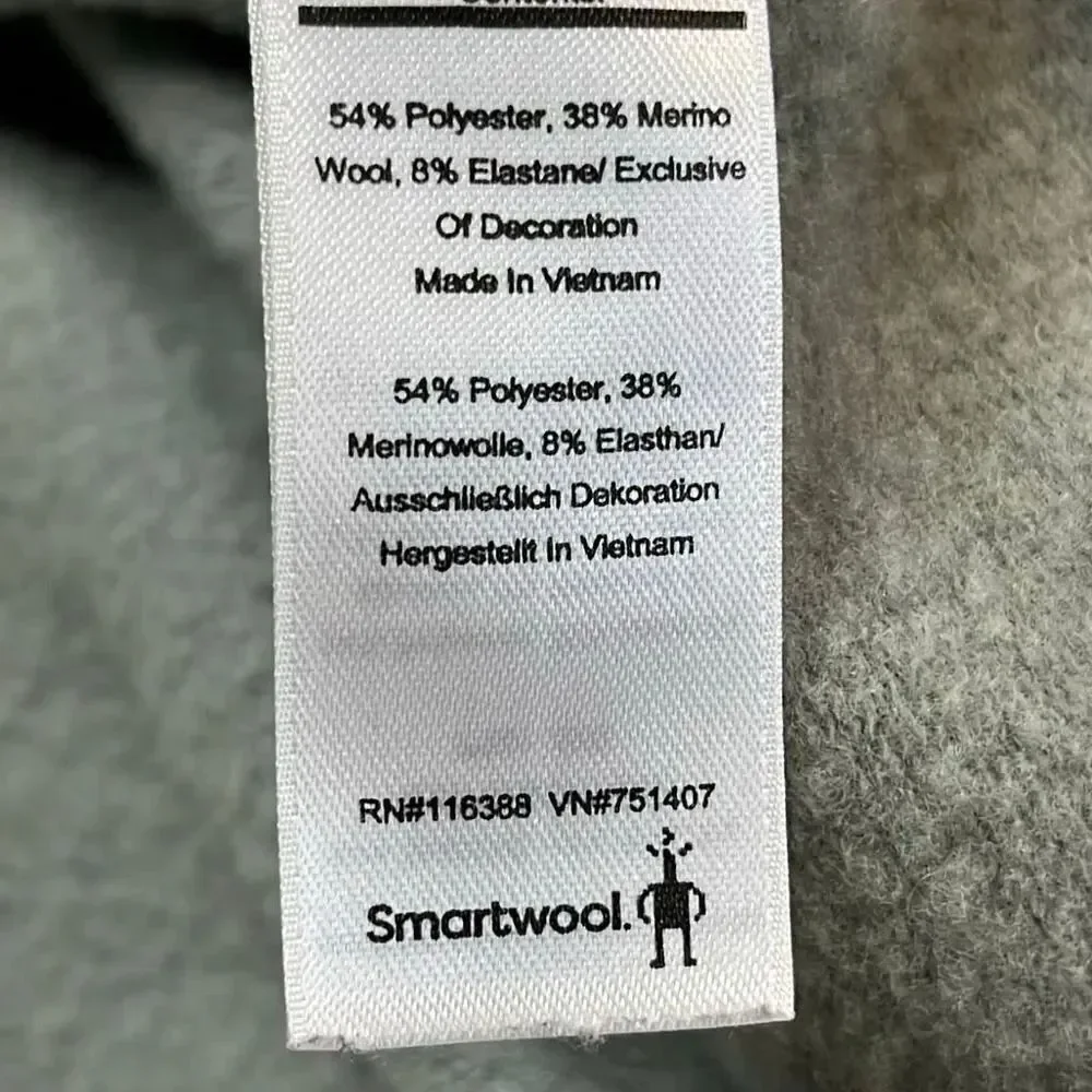 Smartwool Mens Large Merino Wool Blend 1/4 Zip Pullover Gray Quarter Zip Sweater
